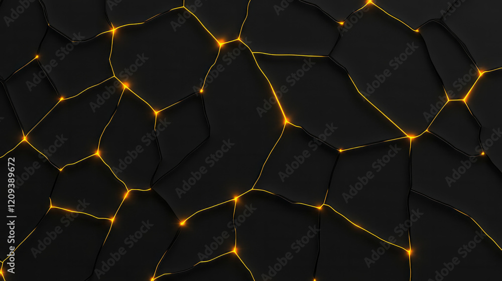 Poster a minimalist abstract geometric network with sharp yellow lines intersecting at various angles on a 