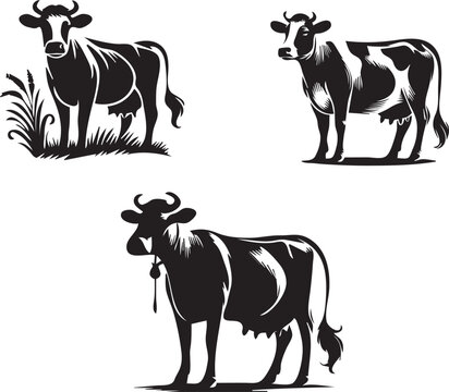 silhouette of clean cows Print