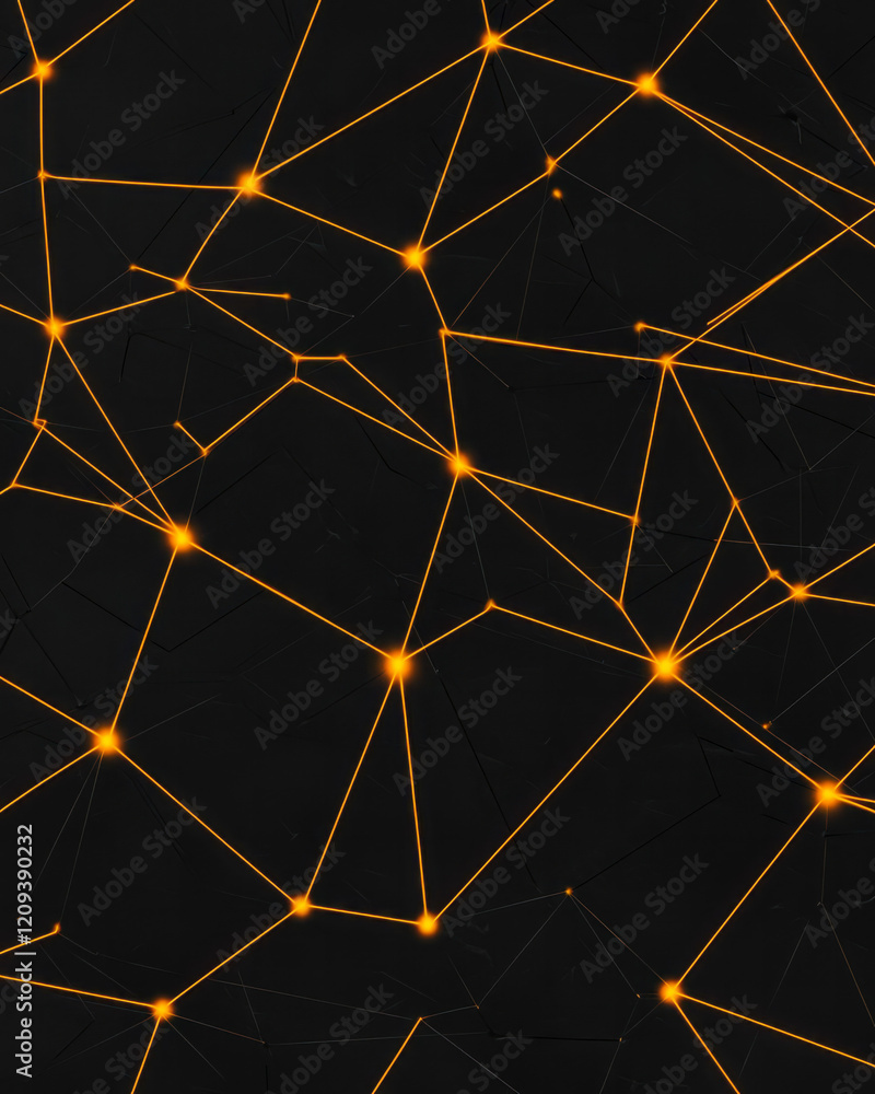 Poster a captivating abstract geometric pattern with interconnected yellow lines creating a complex web on 