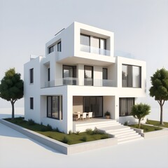 Fototapeta premium 3d model Modern house isolated on white background