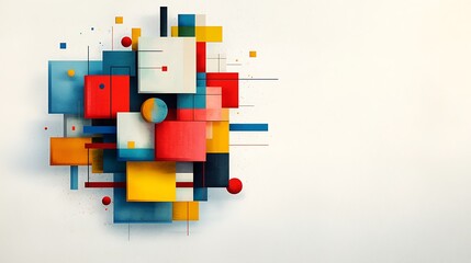 Artistic poster with abstract shapes representing different programming languages merging into a cohesive design