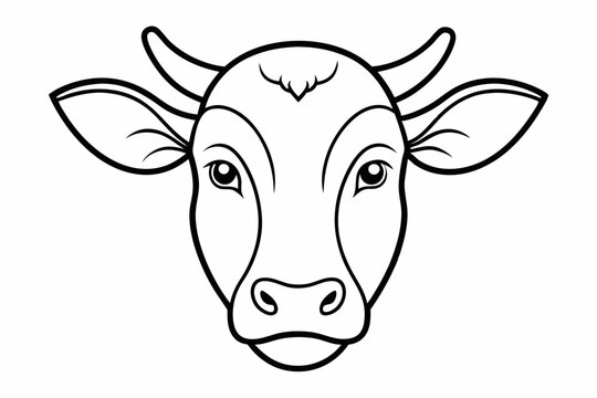 recommend clip art: Cow head outline vector illustration. Cow head farm animal isolated black silhouette vector design
                    
                    