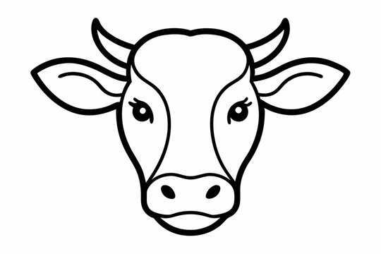 recommend clip art: Cow head outline vector illustration. Cow head farm animal isolated black silhouette vector design
                    
                    