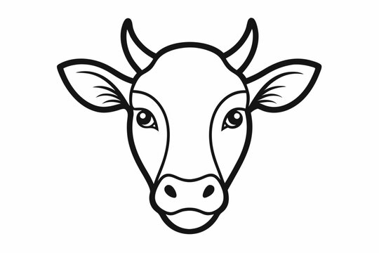 recommend clip art: Cow head outline vector illustration. Cow head farm animal isolated black silhouette vector design
                    
                    