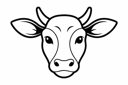recommend clip art: Cow head outline vector illustration. Cow head farm animal isolated black silhouette vector design
                    
                    