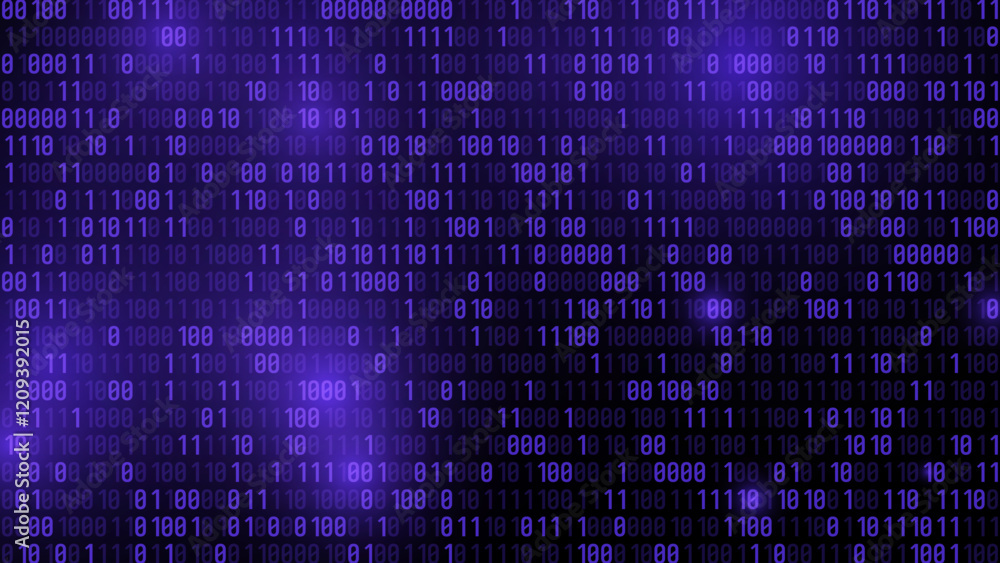 Fototapete Abstract Binary Software Programming Code Background. Random Parts of Program Code. Digital Data Technology Concept. Random Binary Data Matrix Wide Vector Illustration.