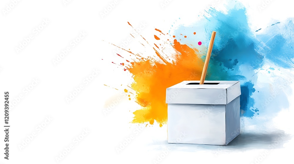 Poster Creative Voting Box with Colorful Splash Background