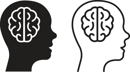 Set of mental state icons. Emotional support, Inspiration, Opportunity pictogram. Psychology therapy flat and outline signs. Intellectual Process symbols vectors isolated on transparent background.