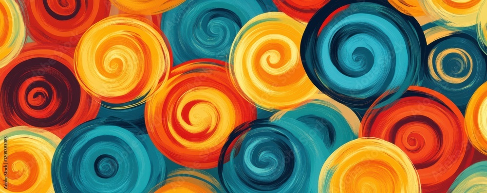 Poster a swirl of vibrant colors blending together, creating a mesmerizing pattern.