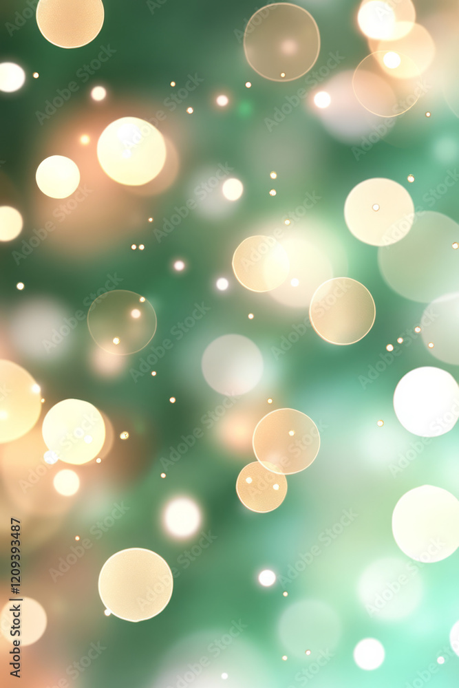 Poster a dazzling abstract background of golden bokeh lights over a green gradient, symbolizing festivity a