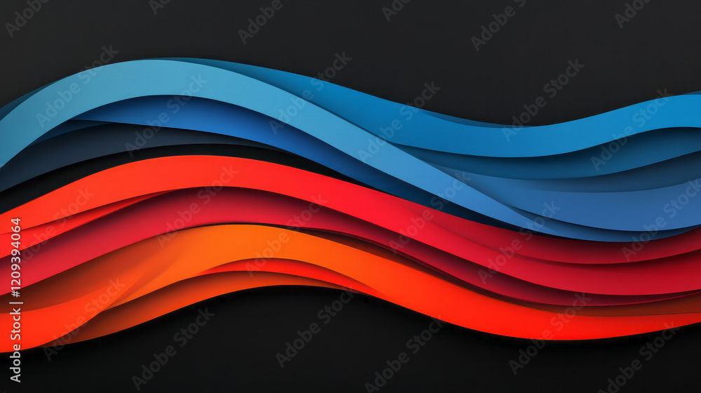 Aufkleber a vibrant abstract design featuring sharp red and blue radiating lines on a black background, emphas