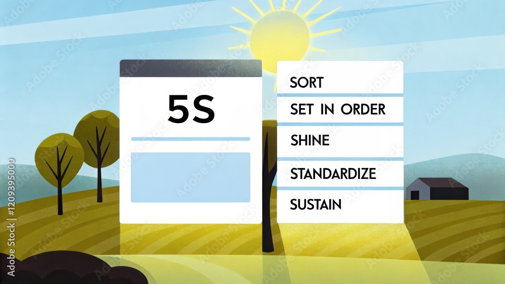 Poster the 5s sort set in order shine standardize and sustain, 5s methodology visual representation with la