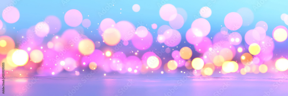 Fototapete a serene abstract scene with a gentle burst of pastel-colored light particles spreading out in a tra