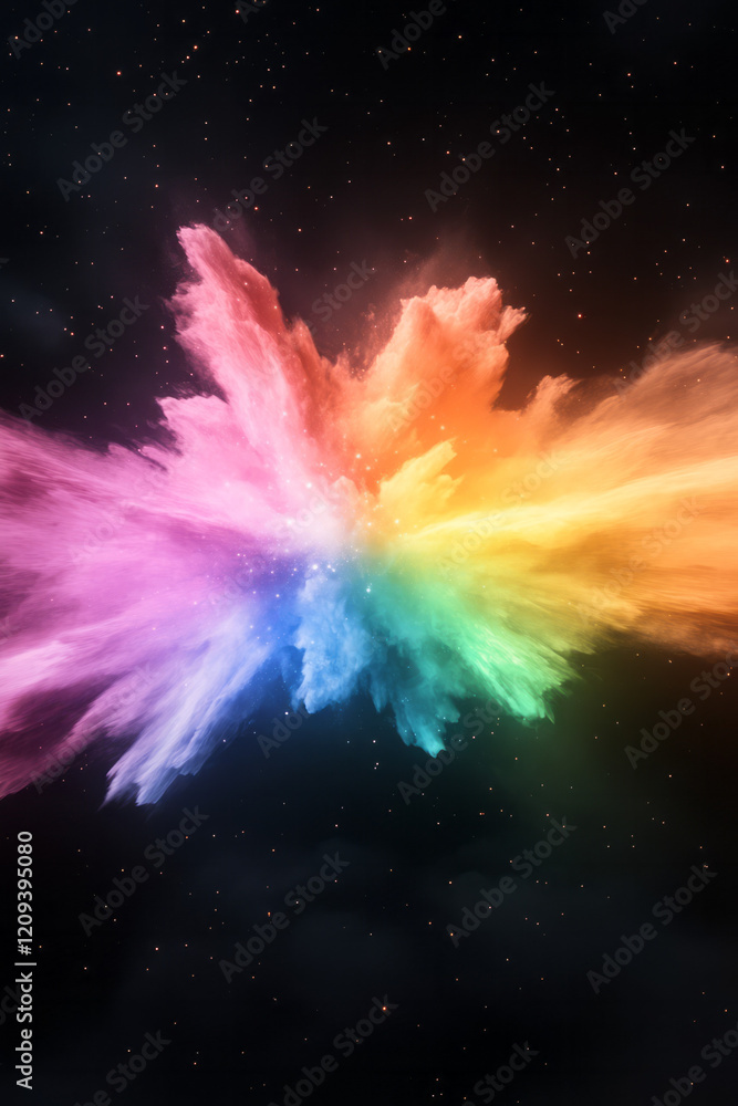 Leinwandbilder a vibrant abstract explosion of multicolored light particles creating a swirling motion against a da