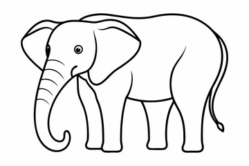 Elephant Line Art. Elephant in doodle simple style on white background

