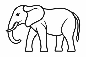 Elephant Line Art. Elephant in doodle simple style on white background

