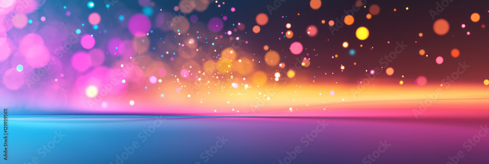 Aufkleber an elegant abstract scene with a burst of vibrant light particles in rainbow colors radiating from a