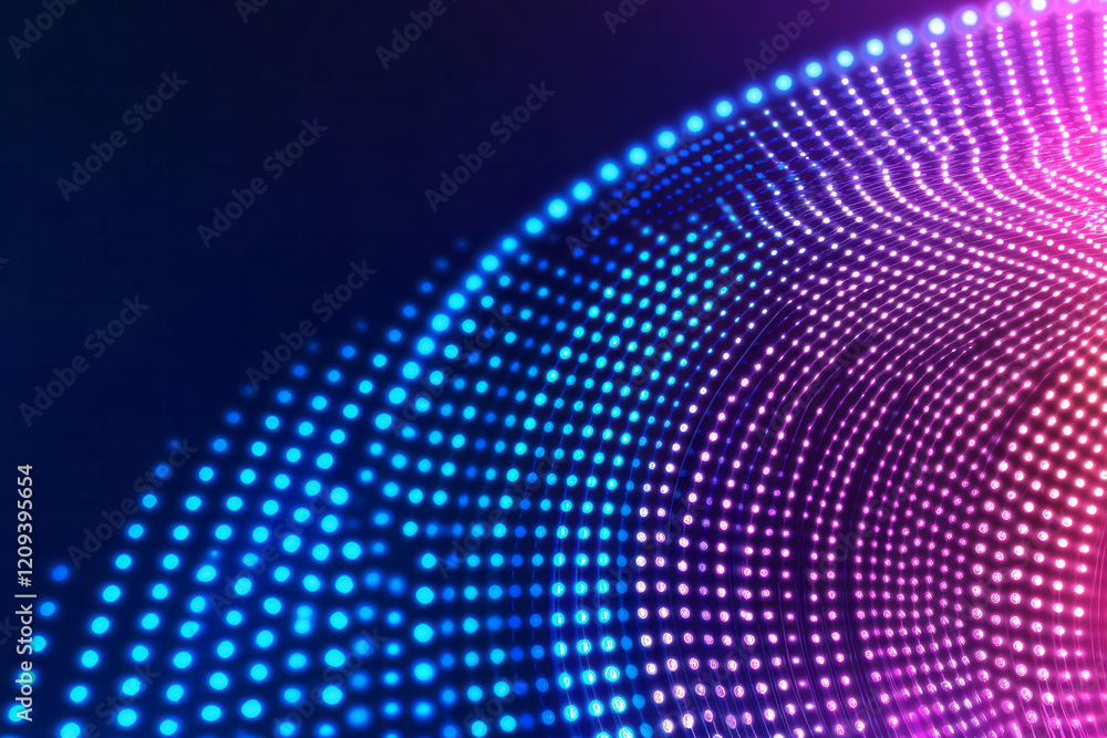 Poster a vibrant digital pixel pattern featuring radiant circular gradients in neon blue and pink tones, cr