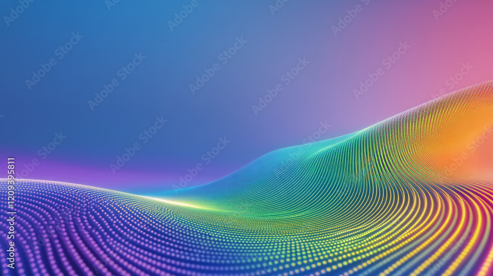 Poster a sleek digital artwork of colorful pixels forming radiant circular gradients in neon green and purp