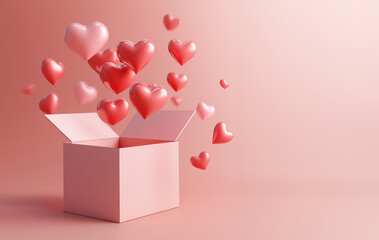 Gift box with hearts. Happy Valentine's Day  greeting card design