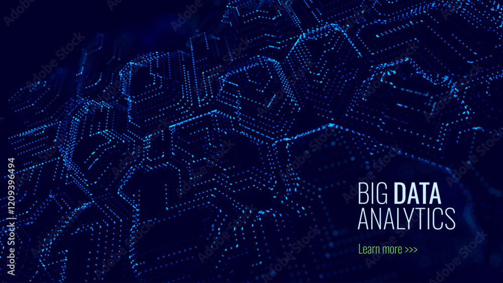 Aufkleber Digital Big Data Flow Vector Background. Big Data Technology Lines. Abstract Science Technology Illustration. Big Data Neural Network Background Concept. AI Visualization Concept. Vector.