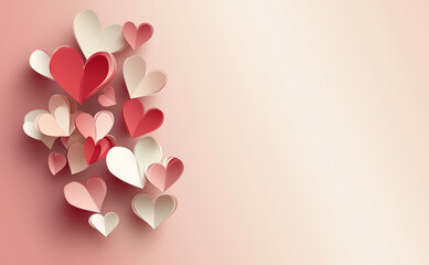 Paper elements in shape of heart. Happy Valentine's Day  greeting card design
