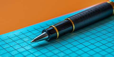 a notebook with a pen, pastel colors, copy space