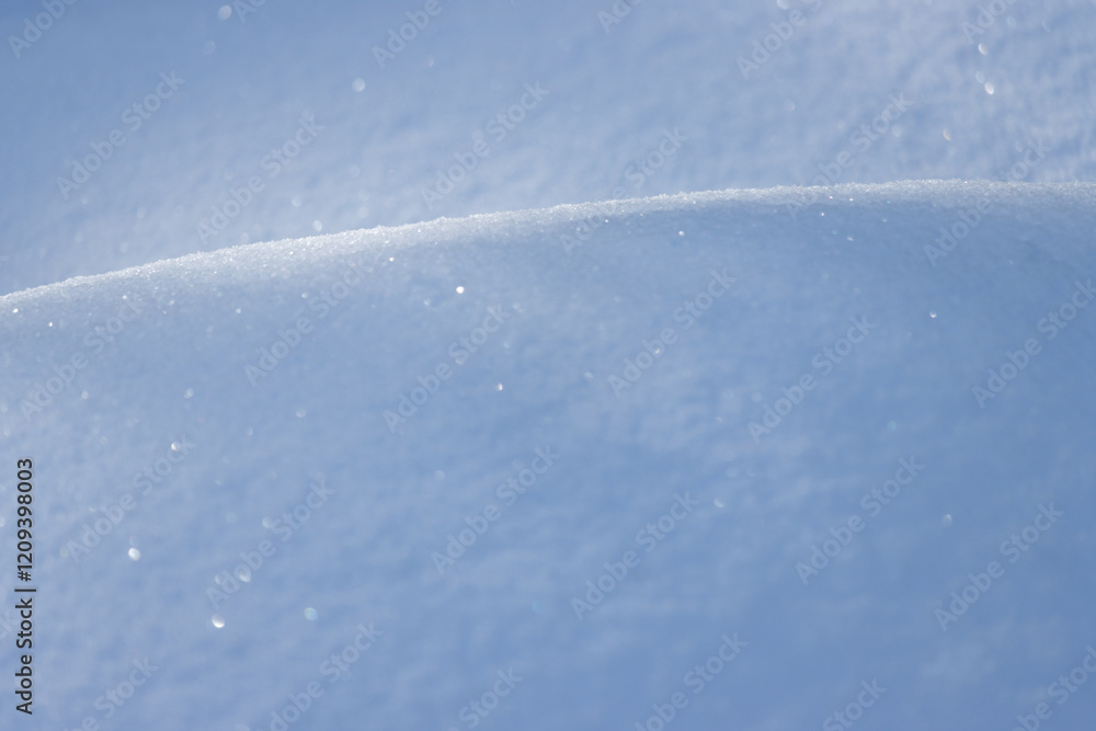 Wall mural curve line of natural light on sparkling snow abstract background texture