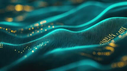 A dreamy abstract overlay of blurred light refractions with glowing bokeh in shades of turquoise and gold. The light flares scatter delicately across the image,