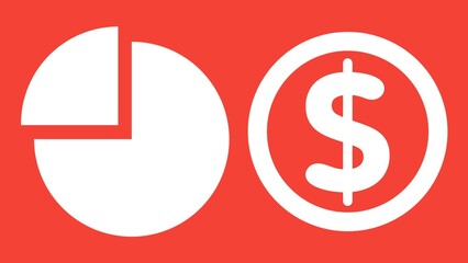 Financial business money concept banner design illustration background with icons, geometric shapes and vibrant colors.  Finance ideas composition greeting cards for social media presentation and ads