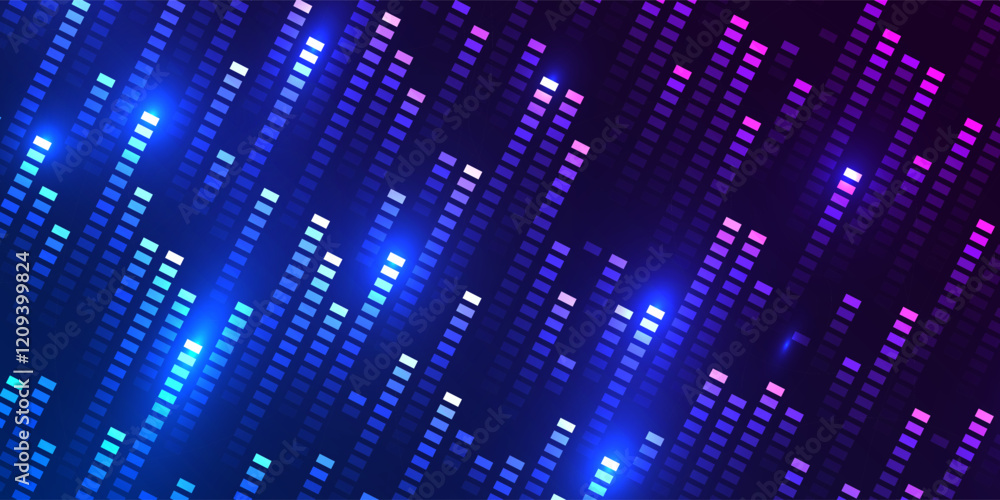 Aufkleber Big Data Flying Pixels. Blockchain Computer Data Flow Flying Bits Visualization. Computer Memory Buffer Overflow Problem. Pixel Data Flow Matrix in Metaverse Cyberspace Vector Illustration.
