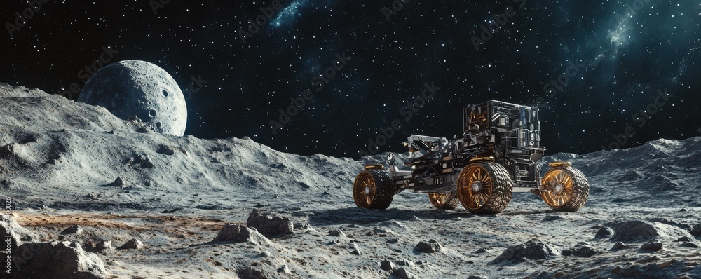 Canvas Prints a lunar rover exploring the surface of the moon.