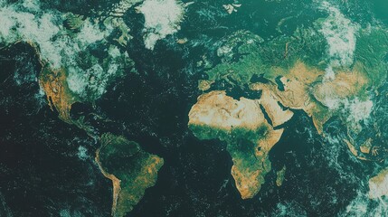 Fototapeta premium Stylized world map illustration depicting planet Earth with green and teal color grading.