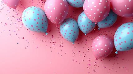 Pink Polka Dot Balloons Party Background