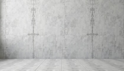 Polished Concrete Wall and Muted Gray White Room: Intricate Designs on Smooth Floor
