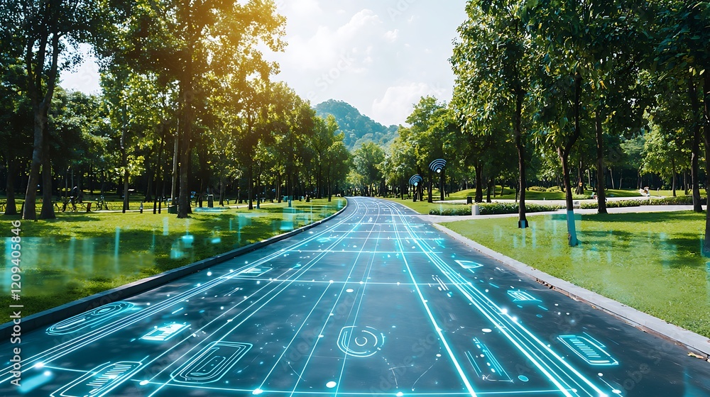 Poster augmented reality running path with hologram guidance