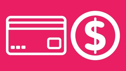 Financial business money concept banner design illustration background with icons, geometric shapes and vibrant colors.  Finance ideas composition greeting cards for social media presentation and ads