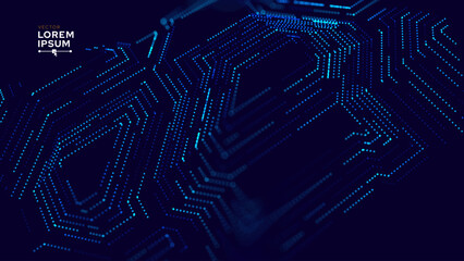 Digital Big Data Flow Vector Background. Big Data Technology Lines. Abstract Science Technology Illustration. Big Data Neural Network Background Concept. AI Visualization Concept. Vector.