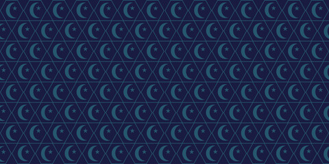 Perfect Seamless Pattern. Happy Ramadan wrapping paper template design. Arabic textile fabric wallpaper print. Vector illustration. EPS 10