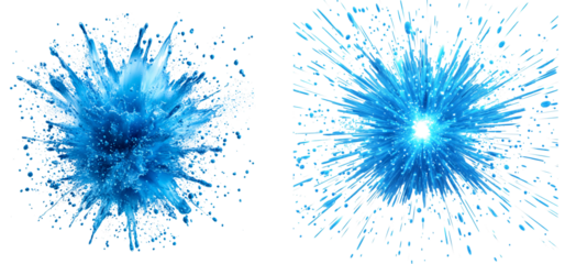 blue color explosion isolatedon white background white and transparent background