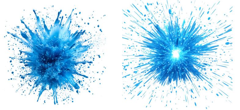 blue color explosion isolatedon white background white and transparent background
