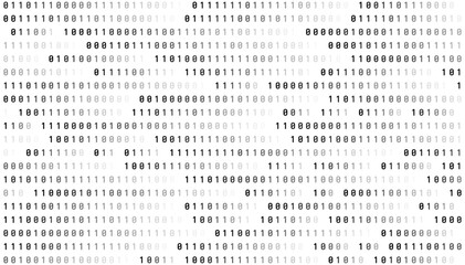 Abstract Matrix Binary Stream Code. White Binary Code Matrix. 0 and 1 Numbers Wallpaper. Computer Science Bg. Graphic Data Decryption Algorithm Coding Hacker Concept. Vector Illustration.