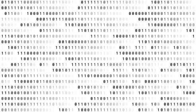 Abstract Matrix Binary Stream Code. White Binary Code Matrix. 0 and 1 Numbers Wallpaper. Computer Science Bg. Graphic Data Decryption Algorithm Coding Hacker Concept. Vector Illustration.