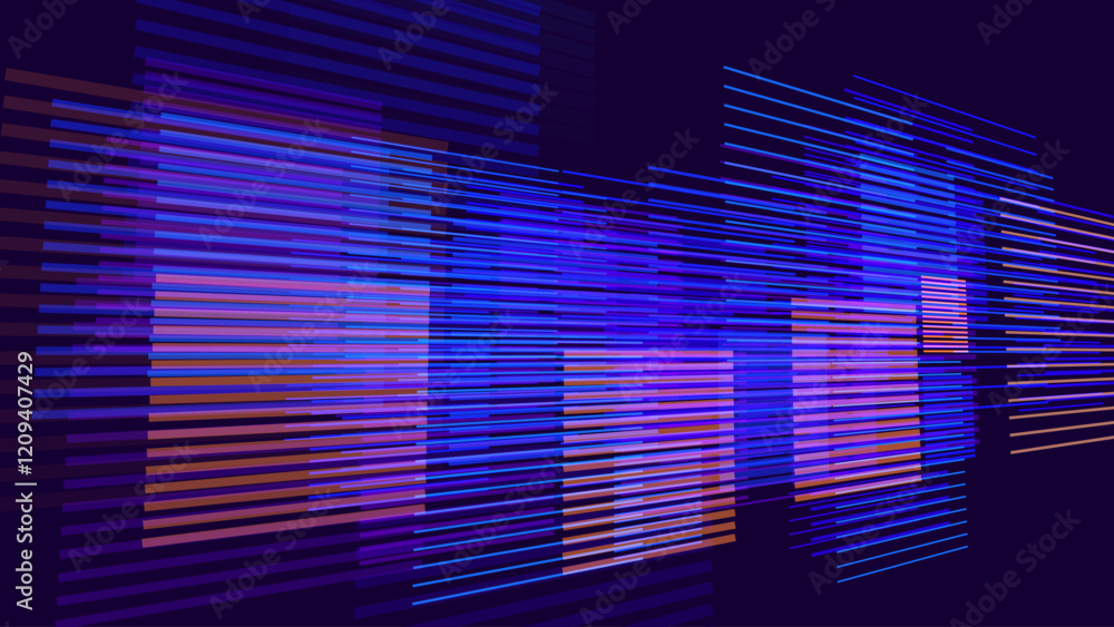 Poster Abstract Glitch Horizontal Lines Background. Unique Design Abstract Digital Noise Glitch Error Video Damage Texture. Aesthetics of Vaporwave or Cyberpunk Style. Vector Illustration.