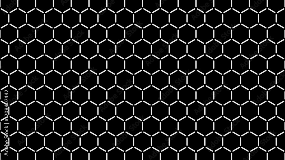 Poster hexagon grid cells seamless pattern. hexagonal honeycomb wide panorama texture. vector illustration.