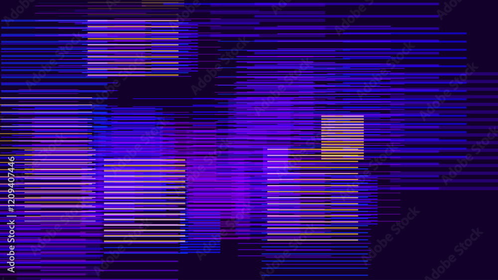 Aufkleber Abstract Glitch Horizontal Lines Background. Unique Design Abstract Digital Noise Glitch Error Video Damage Texture. Aesthetics of Vaporwave or Cyberpunk Style. Vector Illustration.