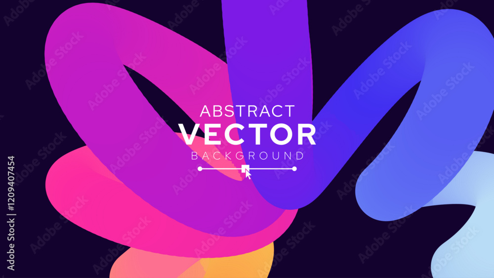 Poster abstract background with multicolored 3d ribbon line. wavy geometric shape creative design for poste