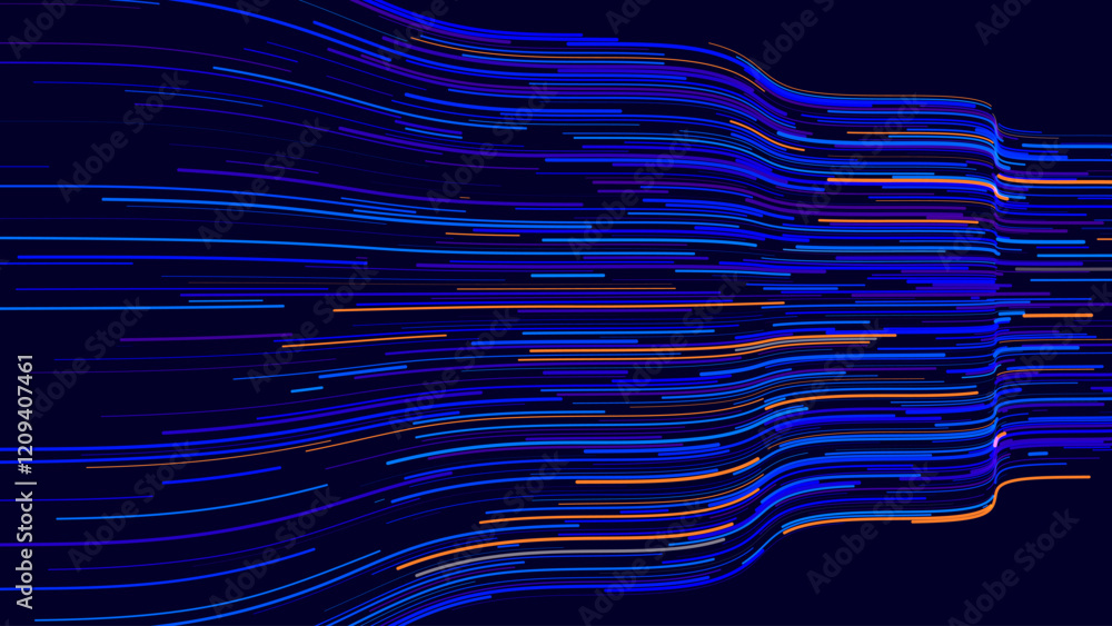 Poster Cyber Big Data Flow Particles Bokeh. Digital Neural Network. Concept of AI Artificial Intelligence Technology Machine Deep Learning. Digital Communication. Science Technology Presentation Vector.