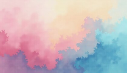 Obraz premium Vibrant Watercolor Painting: Dreamy Gradient of Pink, Blue, and Yellow
