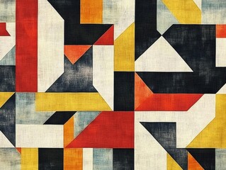 Abstract Geometric Pattern with Yellow, Red, and Black Colors